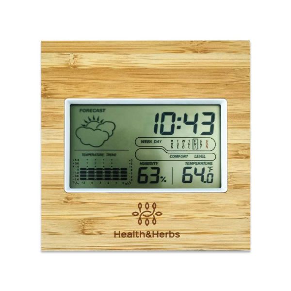 50 Multi-Function Bamboo Digital Clock with Weather Forecast, Calendar, Alarm, Temperature