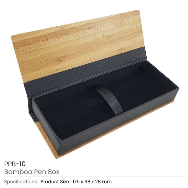 100 Bamboo Pen Box with Velvet Interior