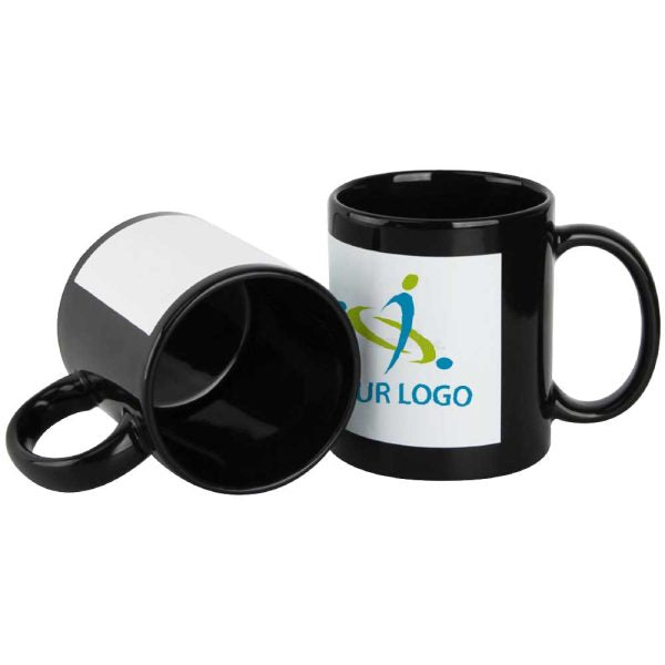 36 Black Ceramic Mugs with Printable Area