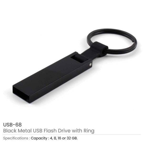 600 Black Metal USB with Key Holder