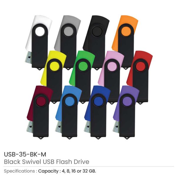 500 Black Swivel USB Flash Drives