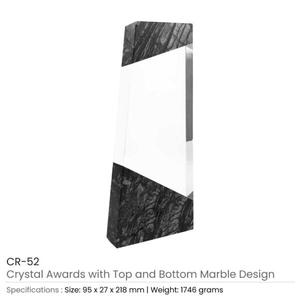 50 Crystal Awards Top & Bottom Marble Design with Gift Box