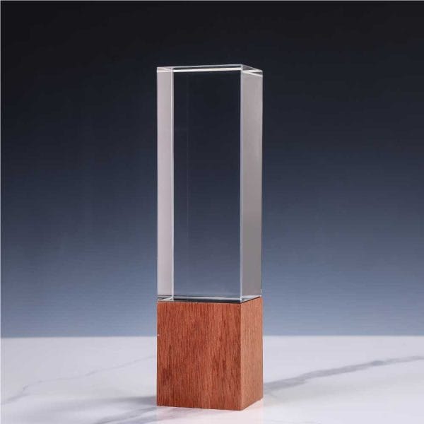 50 Cuboid Shaped Crystal Awards with Wooden Base