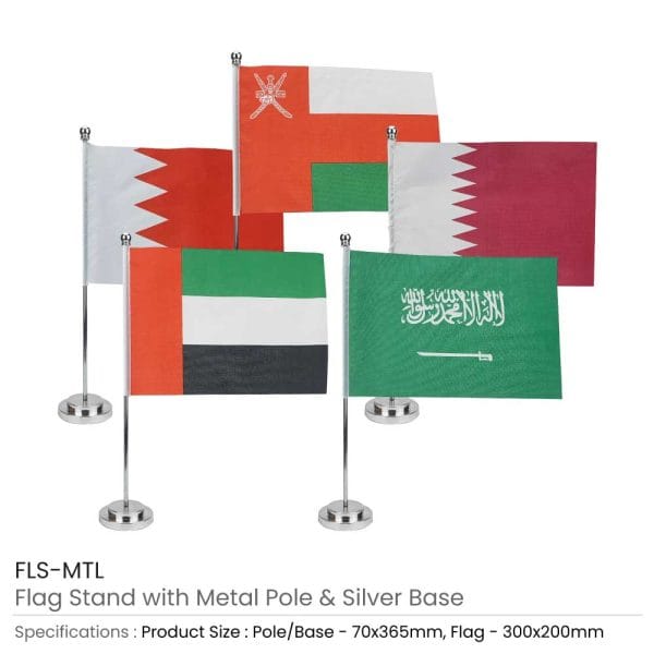 80 Flag with Metal Pole and Silver Base