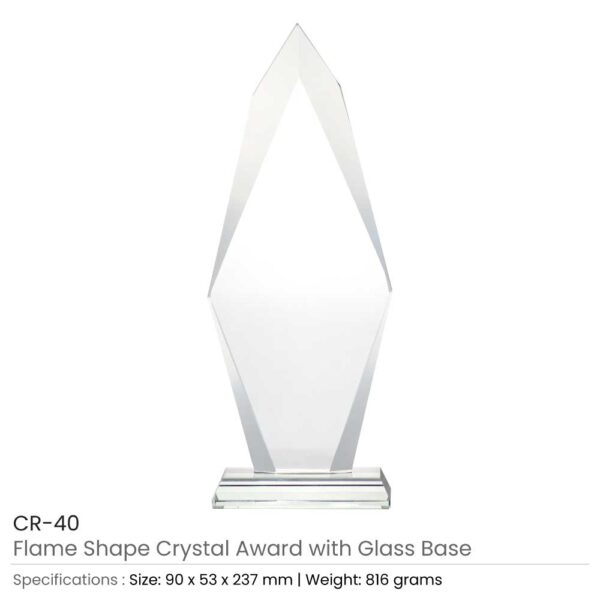 16 Flame Shaped Crystal Awards