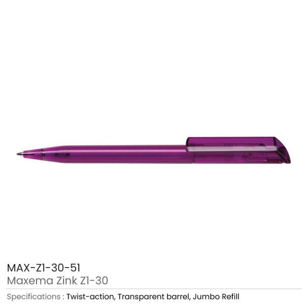 50 Maxema Zink Pens Transparent body