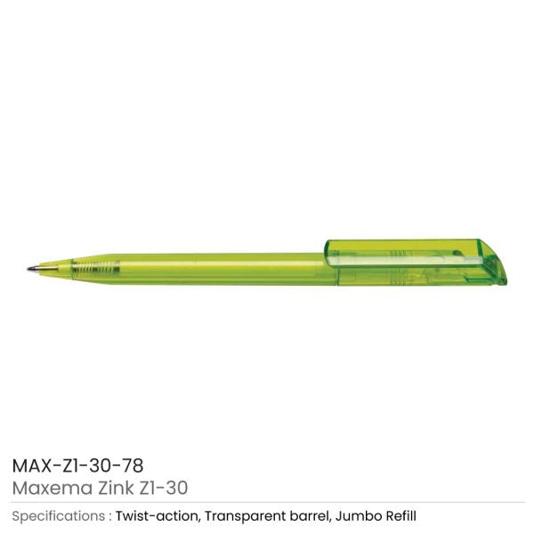 1000 Maxema Zink Pens Transparent body