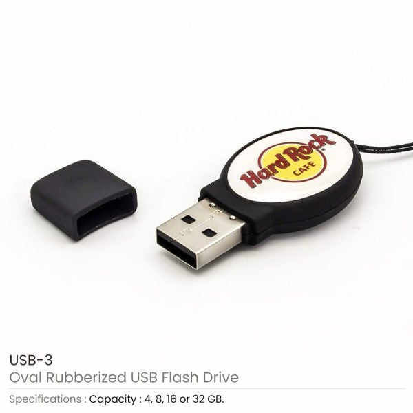 120 Oval Black Rubberized USB