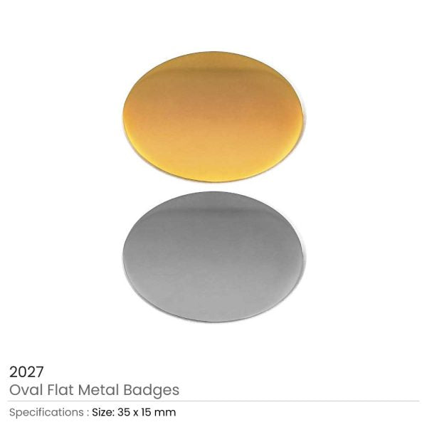 250 Oval Flat Metal Badges