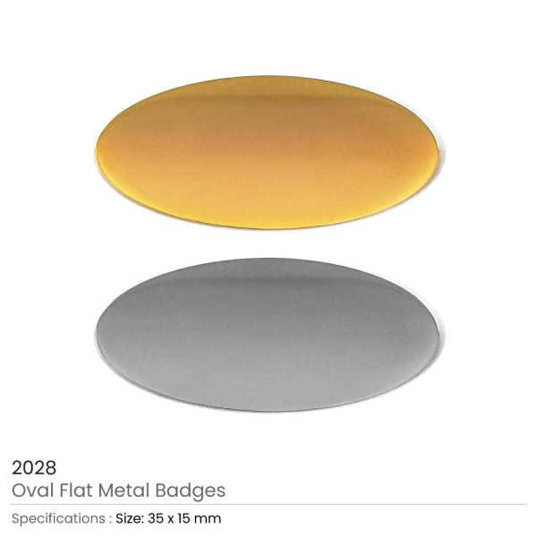 250 Oval Flat Metal Badges