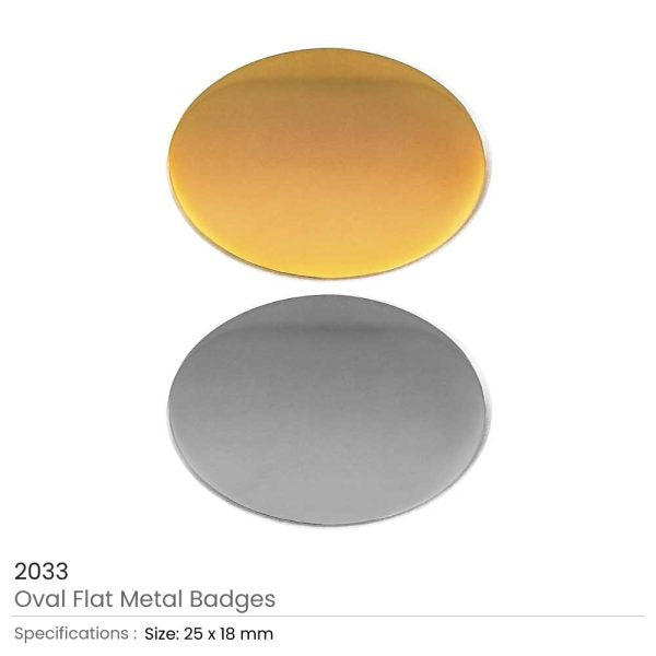 250 Oval Flat Metal Badges