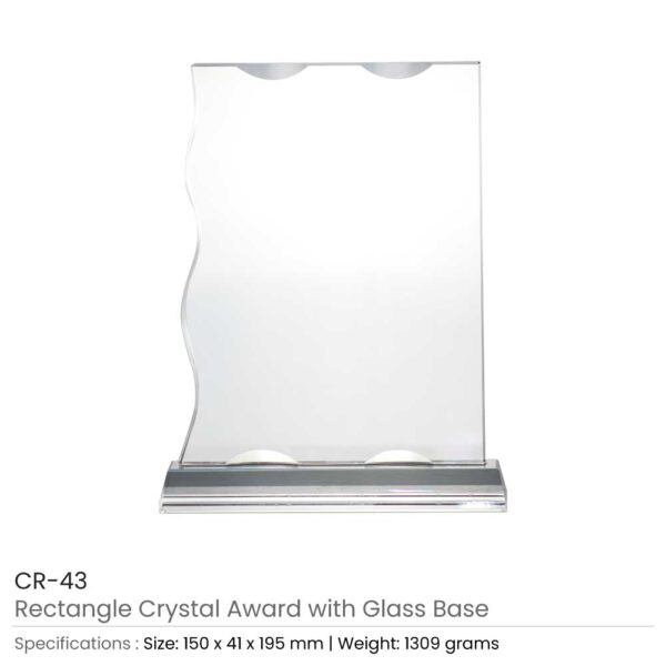 50 Rectangle Crystal Awards with Glass Base & Box