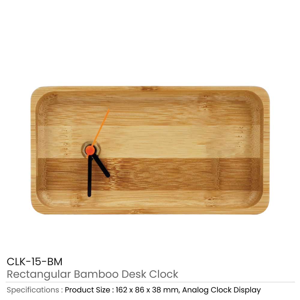 50 Rectangular Bamboo Desk Clock