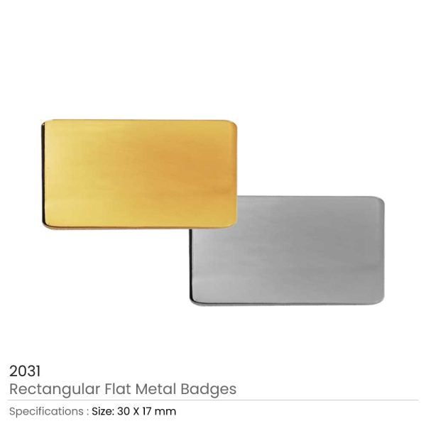 50 Rectangular Flat Metal Badges