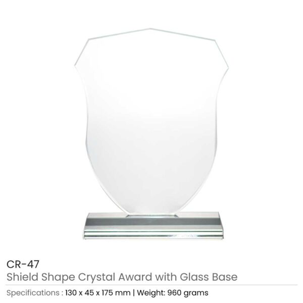 50 Shield Shaped Crystal Awards with Gift Box