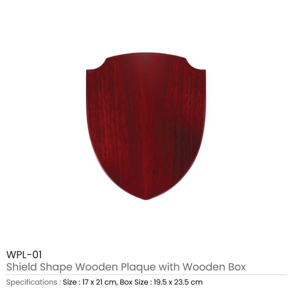 9 Shield Shaped Wooden Plaque with Box