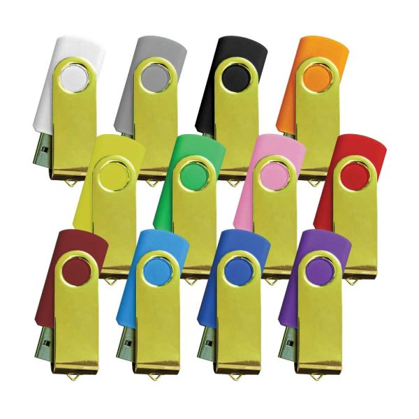 500 Shiny Gold Swivel USB Flash Drives