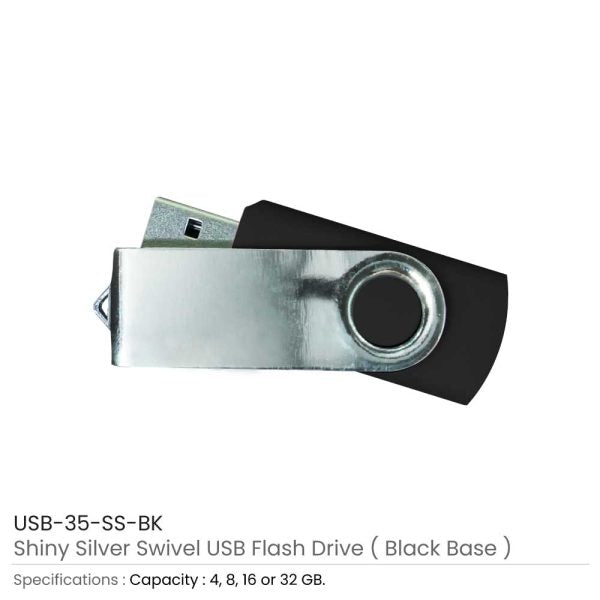 500 Shiny Silver Swivel USB Flash Drives