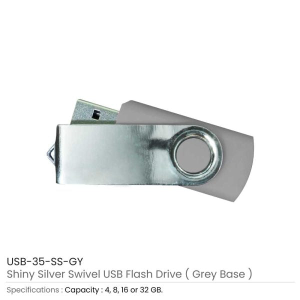 500 Shiny Silver Swivel USB Flash Drives