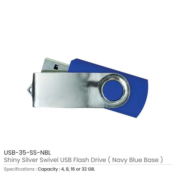 500 Shiny Silver Swivel USB Flash Drives