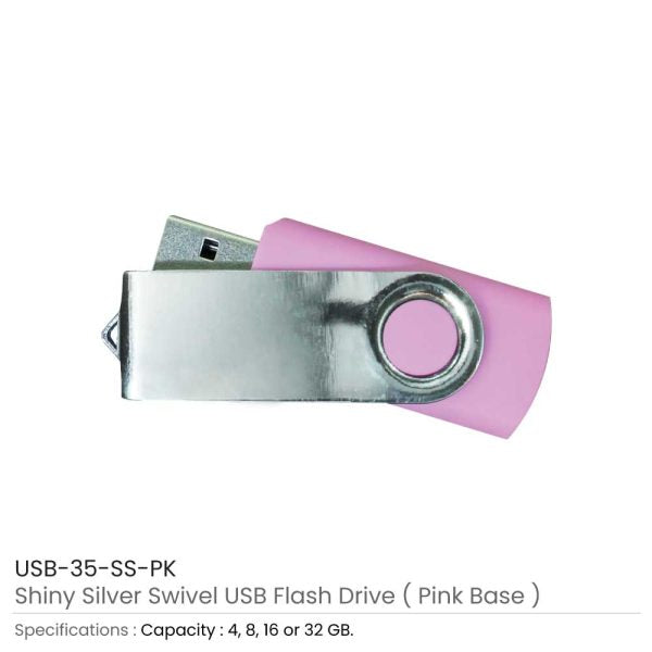 500 Shiny Silver Swivel USB Flash Drives