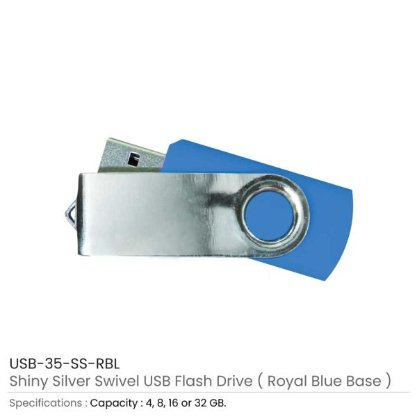 500 Shiny Silver Swivel USB Flash Drives