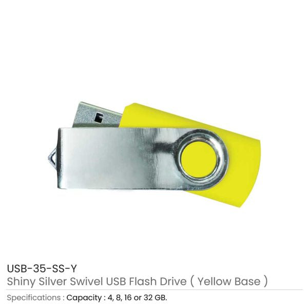 500 Shiny Silver Swivel USB Flash Drives