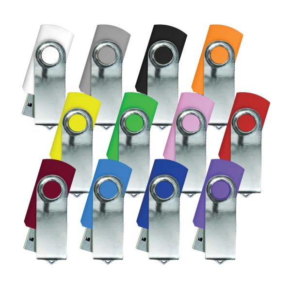 500 Shiny Silver Swivel USB Flash Drives