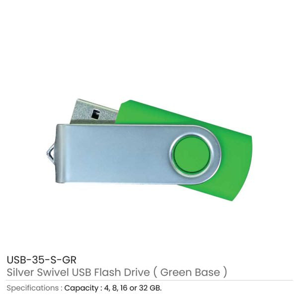 500 Silver Swivel USB Flash Drives