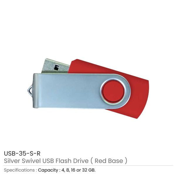 500 Silver Swivel USB Flash Drives