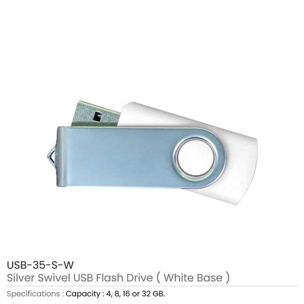 500 Silver Swivel USB Flash Drives