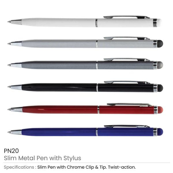 50 Slim Metal Pens with Stylus