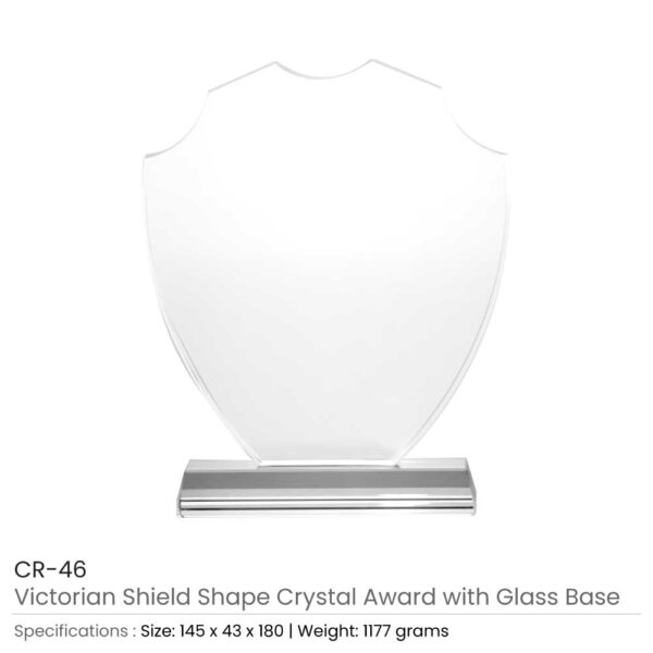 50 Victorian Shield Crystal Awards with Gift Box