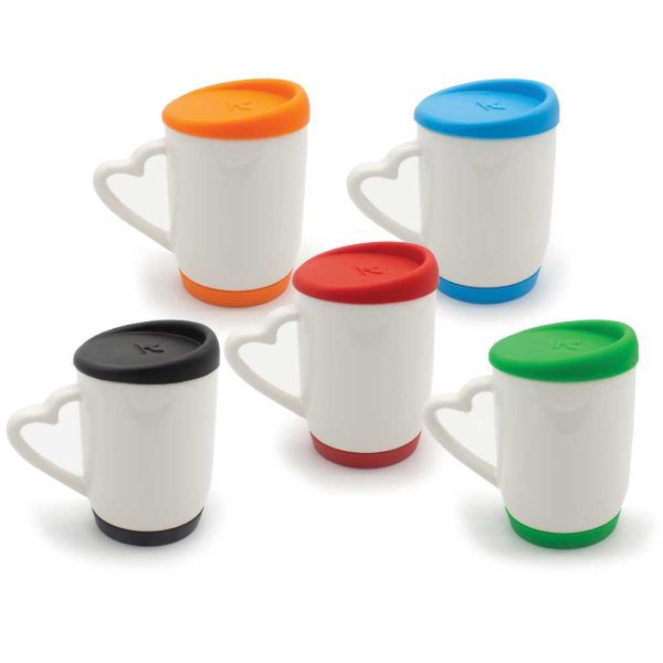 36 White Ceramic Mugs with Silicone Cap and Base