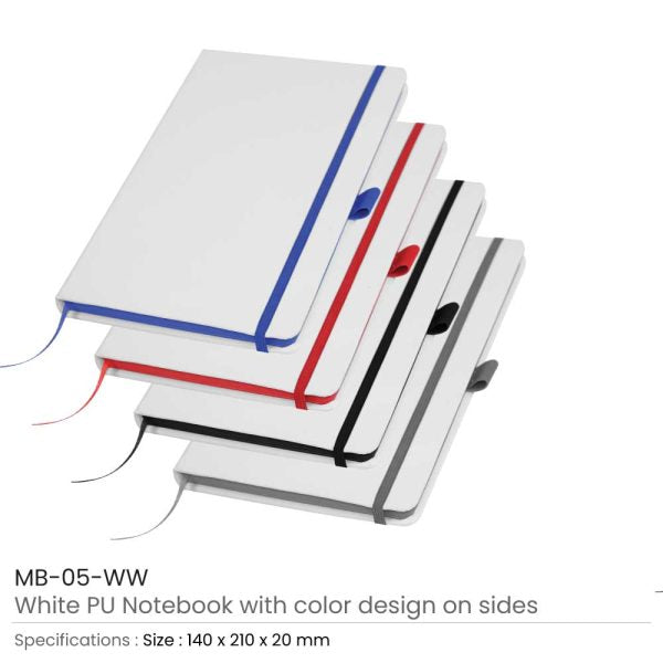 40 White PU Leather Cover Notebooks