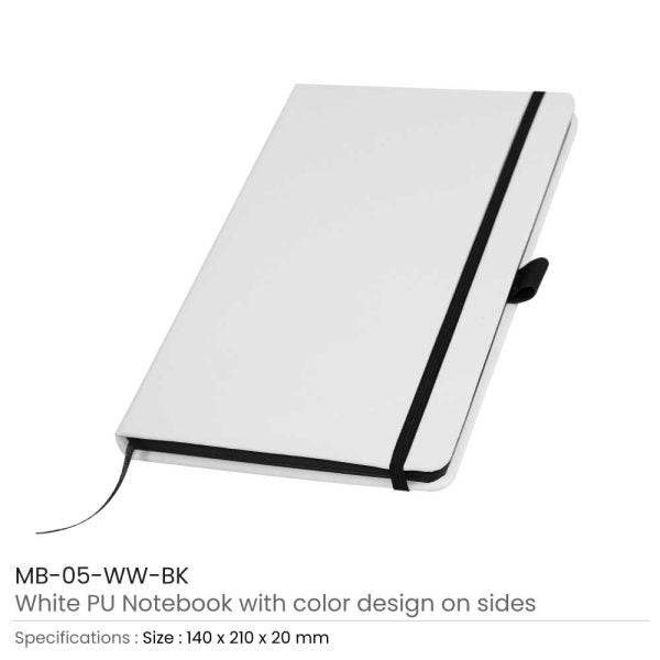 40 White PU Leather Cover Notebooks