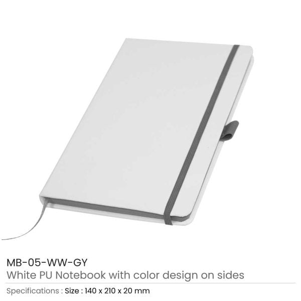 40 White PU Leather Cover Notebooks