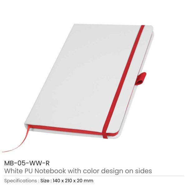 40 White PU Leather Cover Notebooks