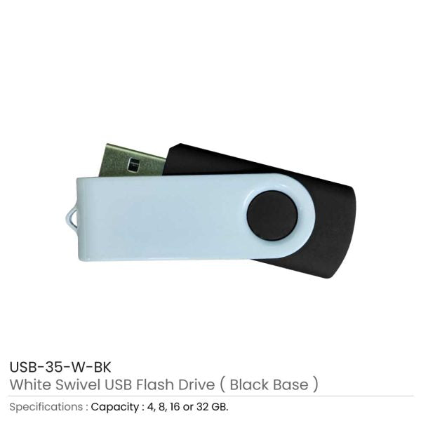 500 White Swivel USB Flash Drives