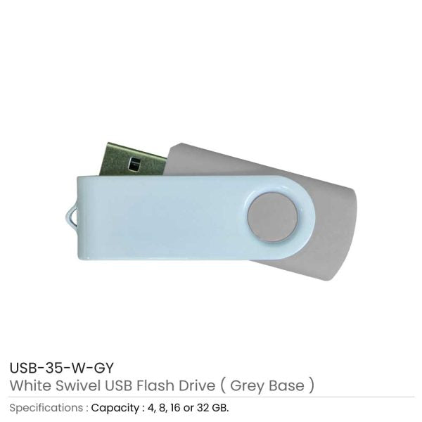 500 White Swivel USB Flash Drives