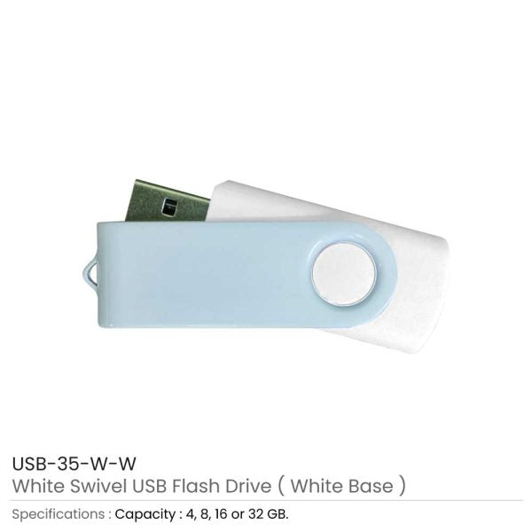 500 White Swivel USB Flash Drives