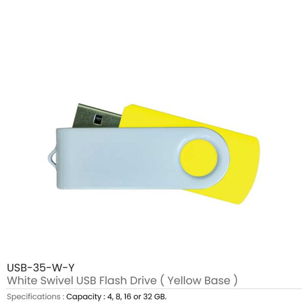 500 White Swivel USB Flash Drives